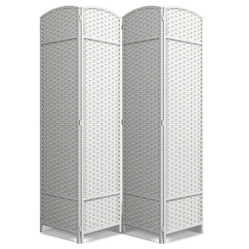 Sorbus 4 Panel Room Divider 6 ft. Tall - Privacy Screen, Extra Wide Double Hinged Panels, Mesh Hand-Woven Design, Partition Room Dividers and Folding Privacy Screens, Wall Divider for Room Separation
