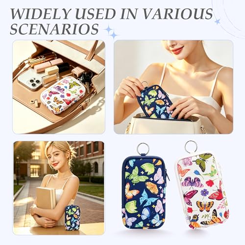 Image of KJQJLY 2 Pack Portable Tampon Organizer Bag Tampon Holder & Storage Case with Zipper for Travel, Discreet Period Bag for Purse, Waterproof Feminine Products Pouch for Women (Butterfly)