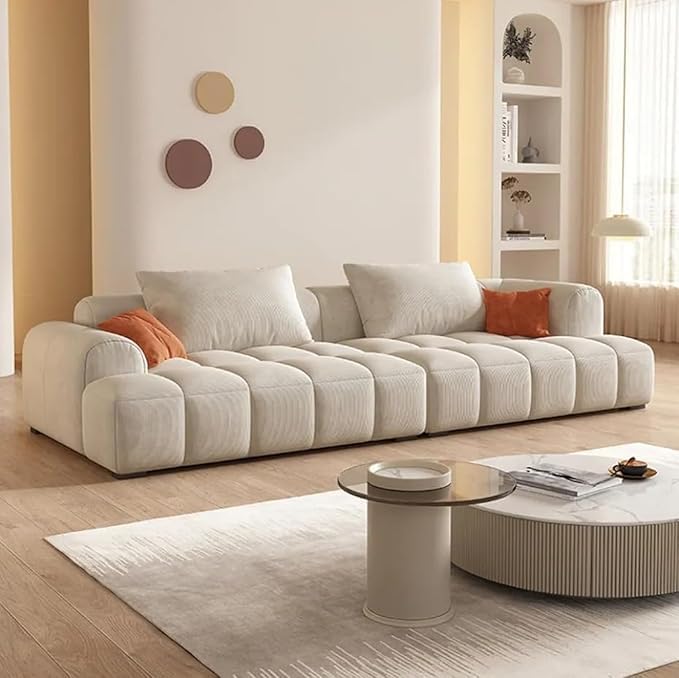 Image of LEGACY OF COMFORT Classic 87 inch 3-Seater Sofa - Timeless Elegance, Lasting Comfort (Ivory)