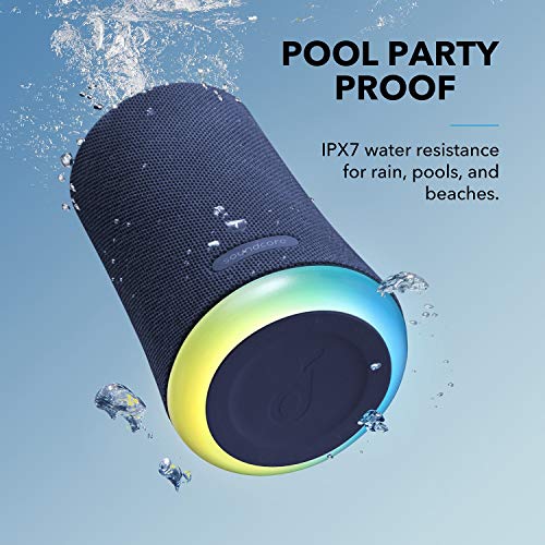 Soundcore Anker Flare Mini Bluetooth Speaker, Portable Wireless Speaker, Waterproof For Outdoor Parties, Led Light Show With 360° Sound And Bassup Technology- Blue #TOP3