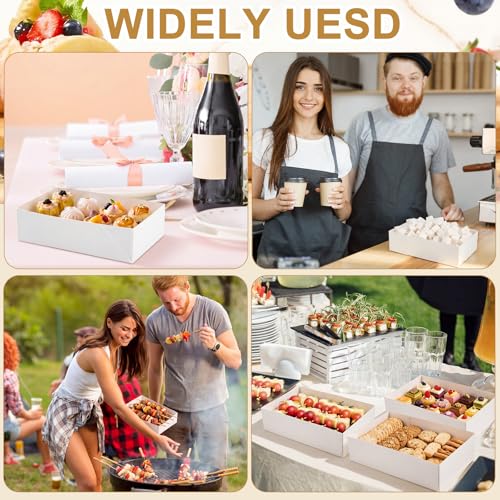 Image of Chinco 100 Pieces Paperboard Kraft Food Trays 4 Corner Pop up Food Tray Disposable Foldable Cardboard Movie Night Snack Party Container Box for Holding Drink at Stadiums or Theaters (White)