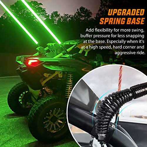 Image of Nilight 2PCS 6FT Spiral RGB Led Whip Light with Spring Base Chasing Light RF Remote Control Lighted Antenna Whips for Can-Am ATV UTV RZR Polaris Dune Buggy Offroad Truck, 2 Years Warranty