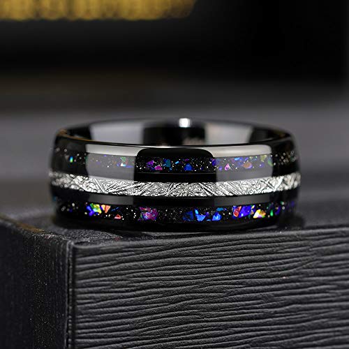 Image of THREE KEYS JEWELRY Tungsten Wedding Band Meteorite Inlay for Men Women