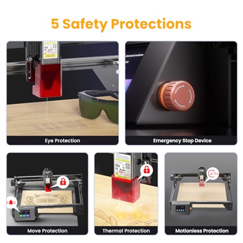 Image of Longer RAY5 Laser Engraver Bundle,5W Output Power for Wood /Leather /Acrylic Engraving Cutting Machine, DIY Desktop Laser Cutter with Safety Protection, Air Assist & 3 in 1 Roller,400 * 400mm