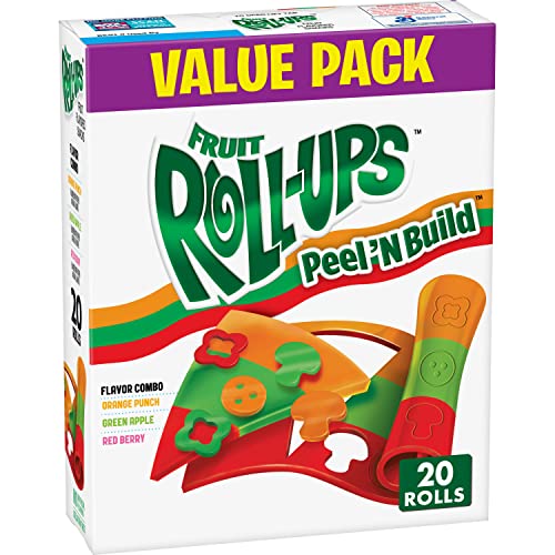 Betty Crocker Fruit Roll-Ups, Pizza Peel 'N Build, Value Pack, 10 oz, 20 ct (Pack of 6)