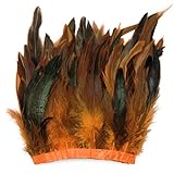 Pack of 2 Yards Natural Rooster Hackle Feather Trim Fringe, Goose Feather Trim Fringe 6-8"/8-10" in