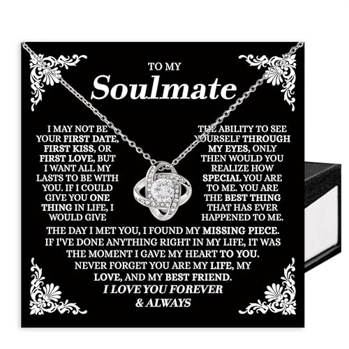 To My Beautiful Soulmate Necklace For Women, Love Knot Necklace For Wife From Husband, Soulmate Gifts, Girlfriend Necklace From Boyfriend, Soulmate Jewelry For Her on Valentine's Day