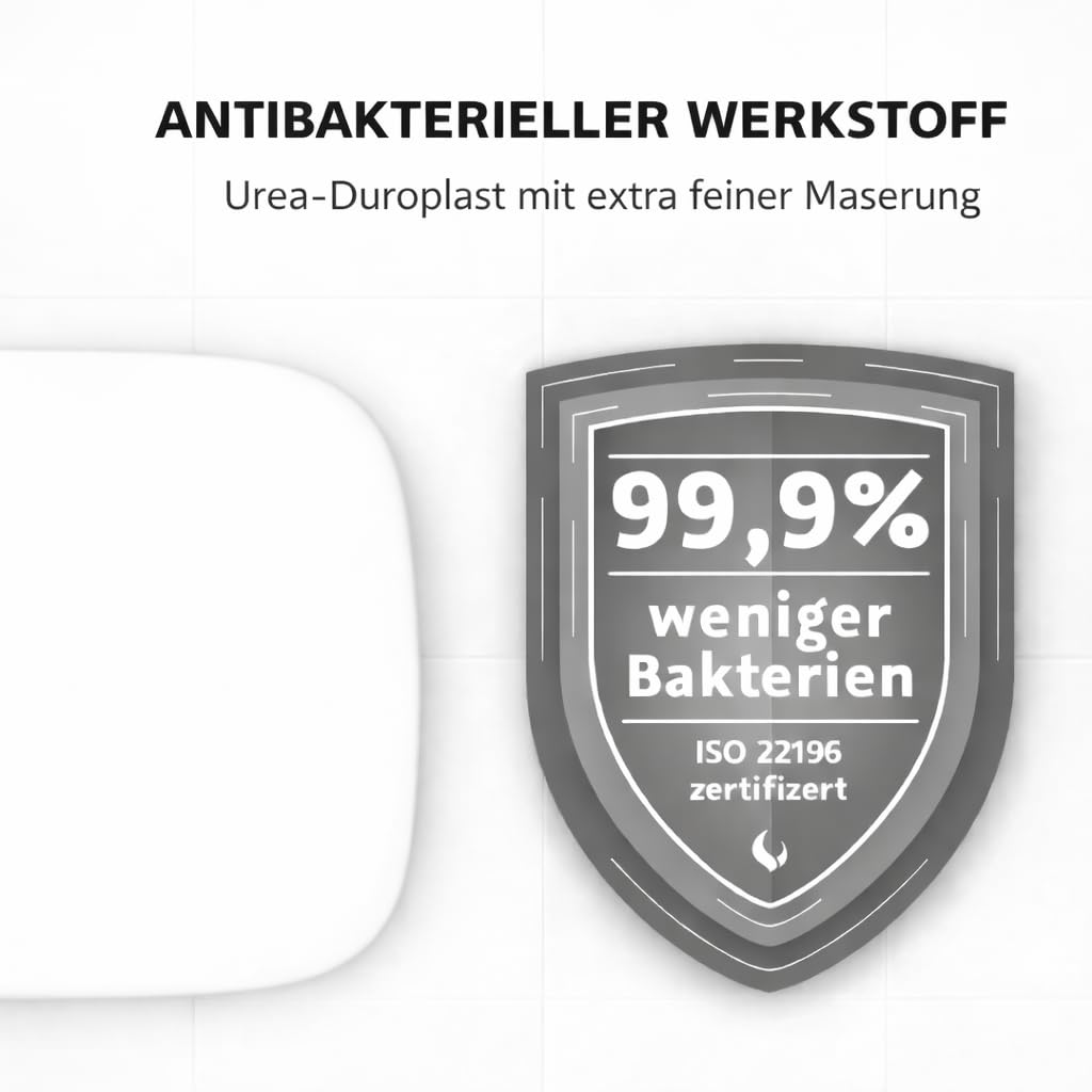 Bullseat® WC-Sitz Eckig – passgenau für Keramag/Geberit Renova Nr. 1 Plan | Toilettensitz mit Softclose, abnehmbar | Klobrille aus Urea-Duroplast | Klodeckel Montage von oben