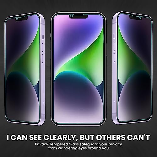 Image of ArmourPro Privacy Tempered Glass for iPhone 14 Plus, iPhone 13 Pro Max, Anti Spy Anti Peeping Screen Protector, Edge-to-Edge Full Coverage, 9H Hardness with Cable Protector | Black