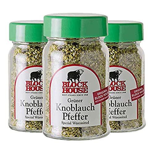 Block House Grüner Knoblauch Pfeffer 3x 50g Gewürzmischung - im Glas in Restaurantqualität