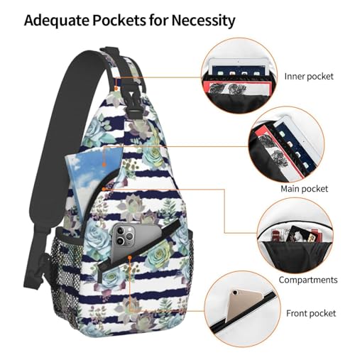 Mochila cruzada de viaje negra con estampa de suculentas miniatura 4