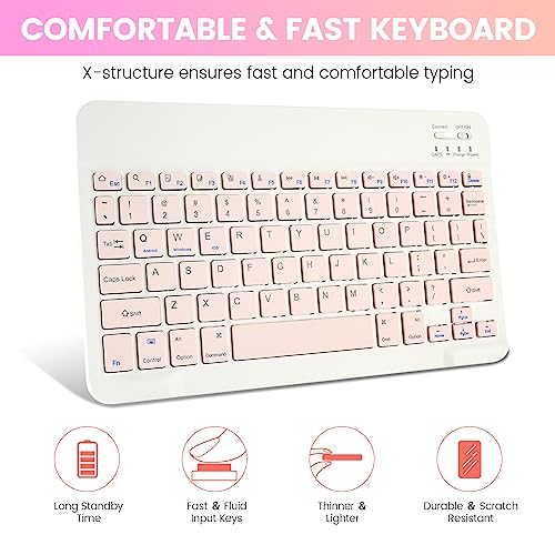 Image of SOPPY Bluetooth Keyboard Case with Mouse for iPad 11th Gen. (A16) 11-inch 2025, 10th Generation 10.9 inch 2022, Detachable Protective Cover, with Built-in Pen Holder, USB-C Rechargeable, Pink