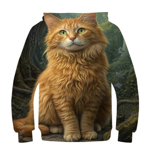 Sweat à capuche imprimé chat de la forêt vêtement d'extérieur junior de qualité - 3
