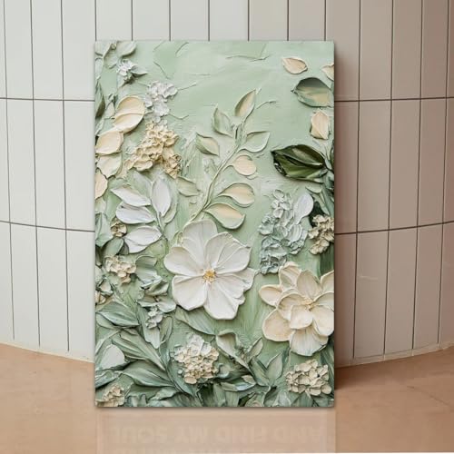 Neutral Flower Diptych Canvas Wall Art with 3D Effect, Modern