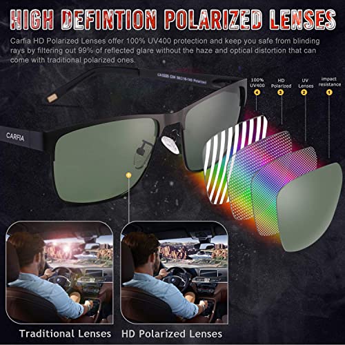 Image of CARFIA Metal Mens Sunglasses Polarized UV400 Protection for Driving Fishing Hiking Golf Everyday Use CA5225