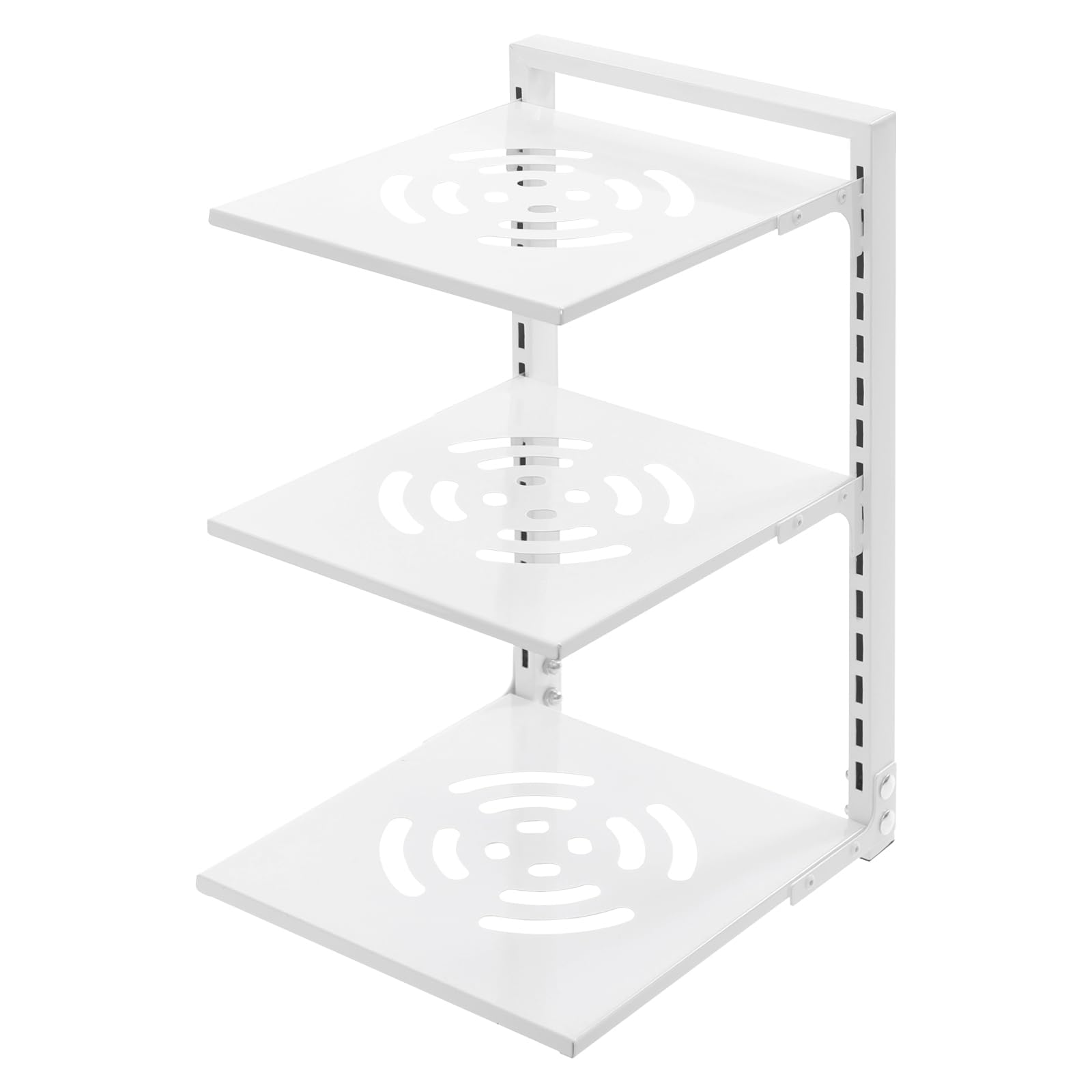 Hydrangeary Multi Tiers Pots and Pans Stand Holder Organiser Adjustable Saucepan Storage Rack for Kitchen, Suitable for Skillets, Pans, Flat Cutting Boards, Baking Sheets, etc. (White 3 Tiers)