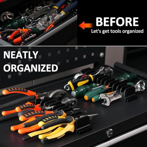 Image of 44 PCS Plier Organizer for Toolbox & Tool Drawer, Modular Desgin (12 Slots-Magnetic Orange)