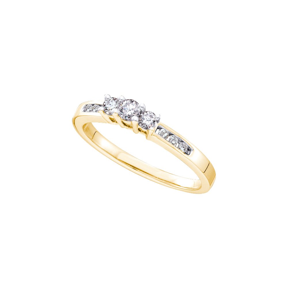 Sonia Jewels 14K White Gold Diamond Classic Traditional Engagement Ring - 3 Three Stone Center Setting Shape w/Channel Set Round Diamonds - (1/4 cttw)