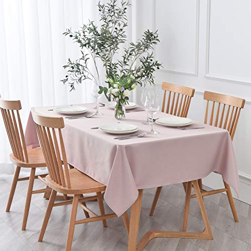 Image of maxmill 2 Pack Rectangle 52 x 70 Inch, Dusty Pink Textured Tablecloth Waterproof Spillproof Wrinkle Free Table Cloth for Kitchen Dining Decoration, Fabric Table Cover for Outdoor and Indoor Use