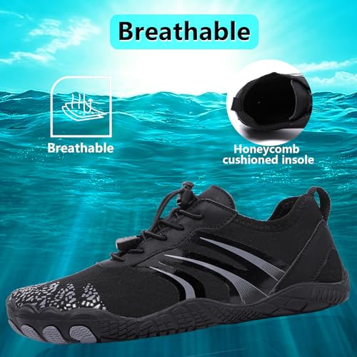 Image of Beach Water Shoes for Women Men Quick Dry Non-Slip Wide Toe Hike Barefoot Footwear for Beach Pool Aqua Swim Surf Walk