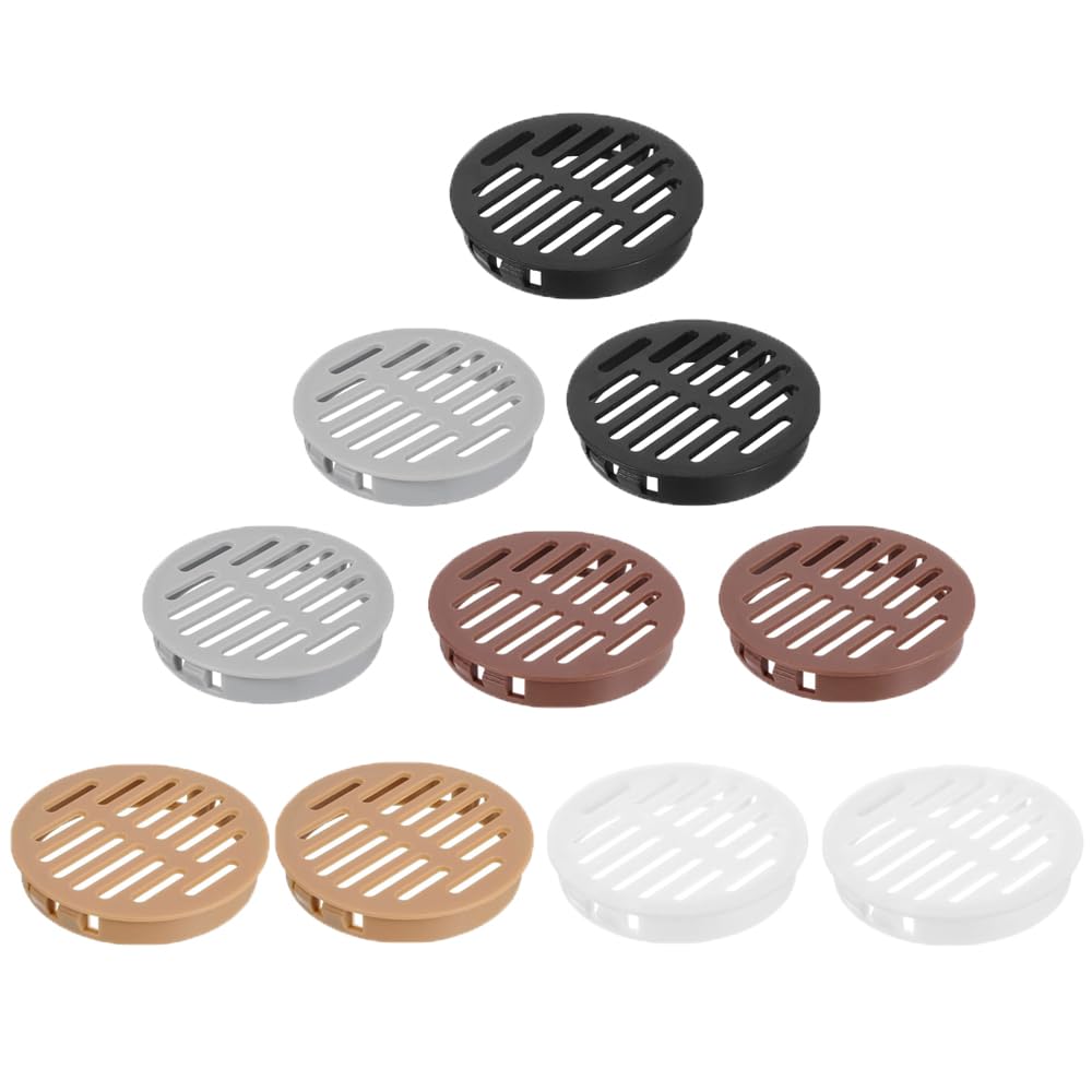 10 Pcs Round Air Vents, 50mm Muliticolor Louvered Plastic Grill Cover Air Vent Hole Ventilation Louver for Bathroom Kitchen Cabinet Wardrobe