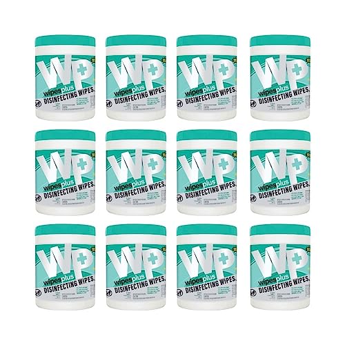 WIPESPLUS Disinfecting Surface Wipes Canister Bleach Free with Lemon Scent for Home and Business, 2880, (12 Packs of 240)