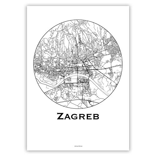 Poster Zagreb Croatia Minimalist Map City Map Art Zagreb Poster