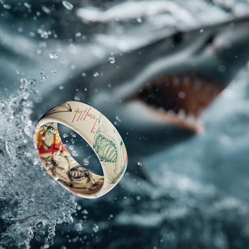 Groove Life Guy Harvey Silicone Ring – Breathable Rubber Wedding Band for Men & Women, Unique Fishing & Ocean Design, Comfortable, Durable, Flexible Fit for Work, Gym, Outdoors3