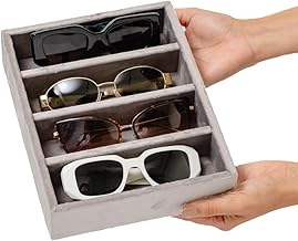 Bandeja Organizadora para Óculos em Veludo Cinza Ideal para Gavetas e Closet CozyNook