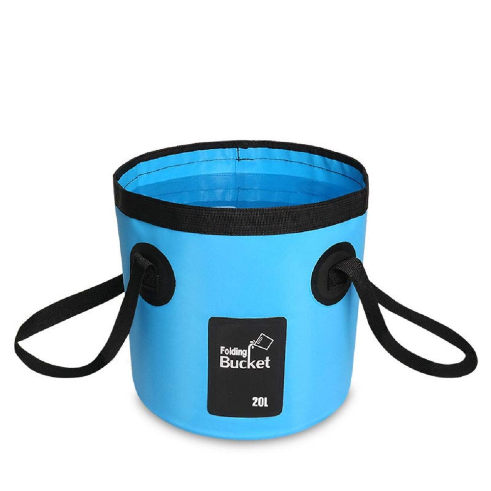 Ddartsgo Folding Bucket 12L/20L 500D Fishing Waterproof Buckets Portable Folding Bag Storage Outdoor car wash Camping Fishing Bucket (Blue, 12L)