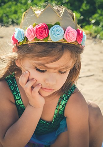 Girls Birthday Flower Crown Felt Gold Pink Princess Faux Leather, Gold, Size Os #TOP2
