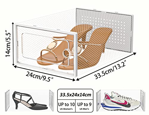 Homidec Shoe Organizer, 12 Pack Shoe Storage Box, Clear Plastic Stackable Shoe Box, Sneaker Box, Shoe Organizer For Closet Under Bed Entryway(White) #TOP4