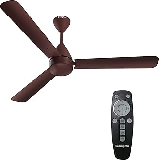 Crompton Energion Hyperjet 1200mm BLDC Ceiling Fan | Point Anywhere Remote Control | BEE 5 Star Rated Energy Efficient | Superior Air Delivery | Anti-Rust | 2 Year Manufacturer Warranty | Brown