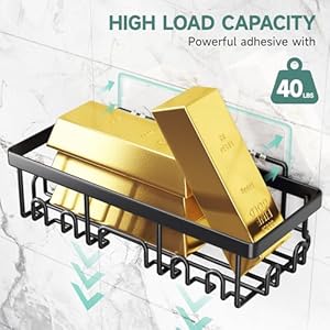 Veken Adhesive Shower Caddy 6-Pack, Large Capacity Bathroom Organizers and Storage, Rustproof Shelves Rack with Soap Holder, No Drilling Wall-Mounted Kitchen & Home Decor, Bath Decor&Essentials, Black Veken Adhesive Shower Caddy 6 Pack Large Capacity Bathroom Organizers and Storage Rustproof Shelves Rack with Soap Holder No Drilling Wall Mounted Kitchen Home Decor Bath DecorEssentials Black