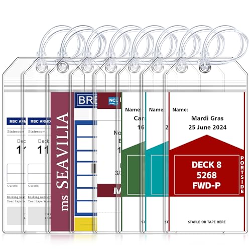 Image of 8 Pack Cruise Luggage Tag Holder, Cruise Essentials 2025 for NCL, Princess, Carnival, Royal Caribbean and Celebrity Cruise Luggage Tags for Travel Essentials by SEAVILIA