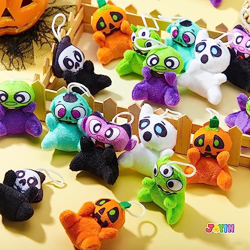 Image of JOYIN 28 PCS Halloween Mini Plush Toy Assortment with 7 Characters, Mini Halloween Plush Toy Bulk for Kids Trick or Treating, Classroom Party Favors Supplies Prizes, Goodie Bag Stuffers Fillers