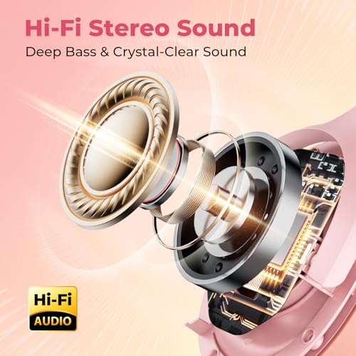 Image of Active Noise Cancelling Headphones, Upgraded Wireless Bluetooth Headphones Over Ear with ENC Mic, HiFi Stereo Deep Bass, Noise Canceling Headphones Lightweight, BT 5.4, for Travel /Office /Home, Pcs