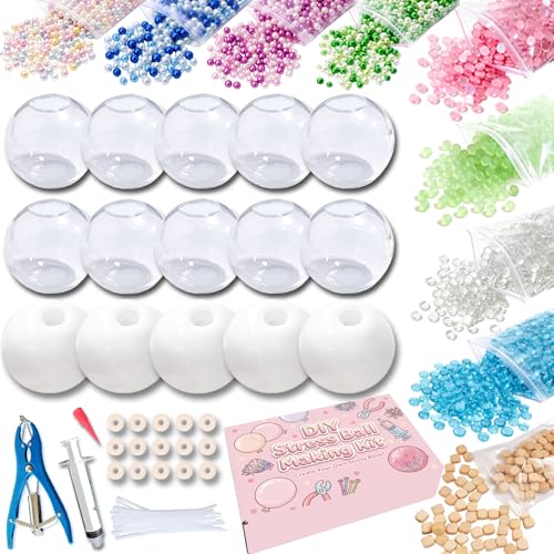 DIY Stress Ball Making Kit 15 TPR Skins,4.2 oz Fillers,1 Vacuum Tool,20 Cable Tie for Create ASMR Anxiety Relief Toys Crunchy Relaxing (15pcs)