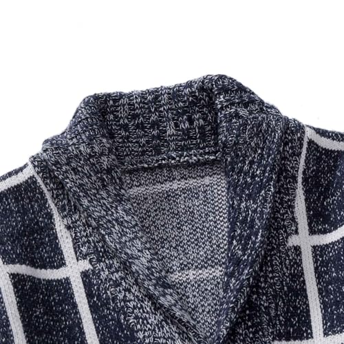 Plaid Sweater for Men Shawl Collar Cardigan Sweater Plus Size Knit Sweaters Fall Winter Sweaters Slim Fit Cardigan4