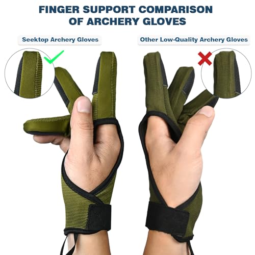 Image of Seektop Archery Gloves Shooting Hunting Leather Three Finger Protector