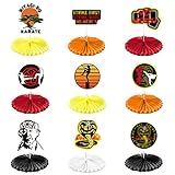 PANTIDE 9Pcs Karate Taekwondo Party Honeycomb Centerpiece Table Toppers Flower Paper Fans Strike...