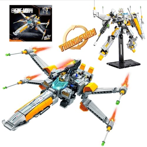 Image of FX-1 Star Fleet Robot Spaceship Building Blocks Set - 704 PCS Transforming Space Robot Construction Toy | STEM Educational DIY Brick Kit for Kids Boys & Girls 6+ | Sci-Fi Spacecraft Model Gift