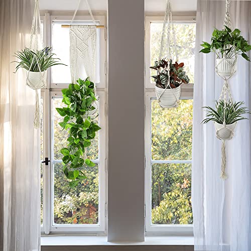 Whonline 6 Packs Macrame Plant Hanger, Plant Hangers Indoor Flower Pot Holder Handmade Cotton White Hanging Planter Basket For Plants Wall Window Outdoor Bedroom Boho Home Decor (6 Sizes) #TOP5
