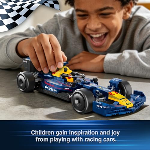 Image of F1 Race Car Building Set, Formula 1 Racing Car Model Kit, Advanced Tech Building Blocks MOC Supercar Construction Toy, Ideal Collectible Display Gift for Adults & Teens (Red Blue)