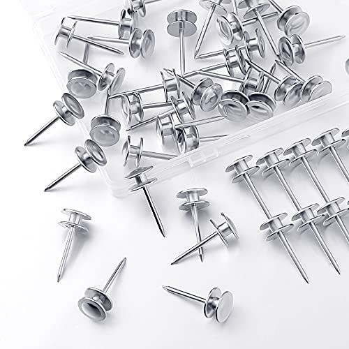 Image of Hotop 25 Pcs Double Headed Picture Hangers Nails Small Head Hanging Nails Picture Photo Hanging Hook Pins Decorative Nail Hook Hangers for Home Office School (Silver)