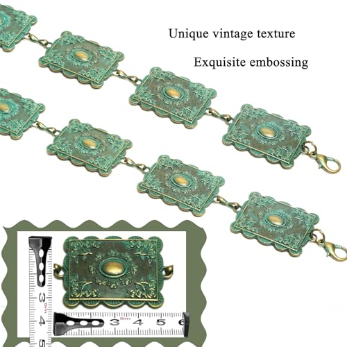 Teal Concho Western-Belts for Women Vintage Boho Turquoise Cowgirl Chain Belt for Dresses Jeans Country Concert Outfits3