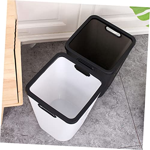 Caneca de basura de plástico rectangular blanca miniatura 2