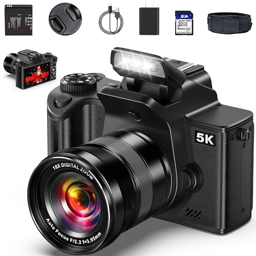 True 5K Digital Cameras for Photography - 80MP WiFi Vlogging Camera for YouTube with 4.0' Touch...