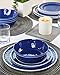Melamine Dinnerware Sets for 4 | Blue Dish Set for 4 | Melamine Dinner Plates Set | Blue and White Melamine Plates | Blue Dinner Plates Set | Blue Melamine Plates | 12 pcs Dishwasher Safe - Sea Blue