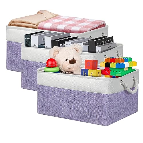 PWVMWM Large Storage Baskets, Rectangular Fabric Storage Box with Handles